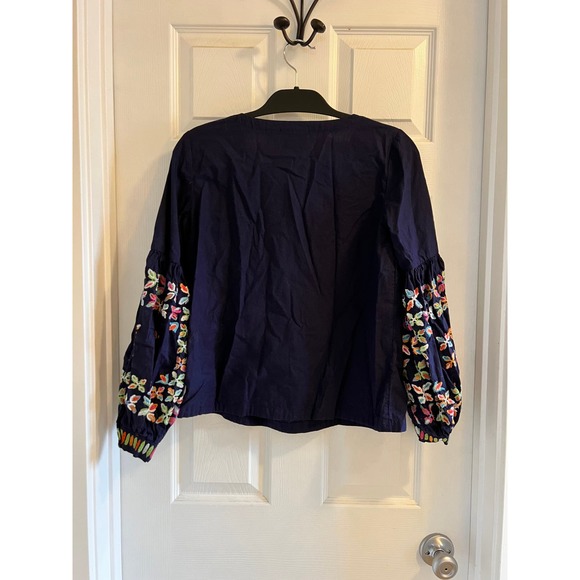Anthropologie Maeve Sonja Embroidered Floral Sleeve Top - Picture 3 of 8